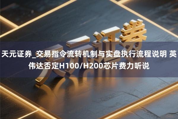 天元证券_交易指令流转机制与实盘执行流程说明 英伟达否定H100/H200芯片费力听说