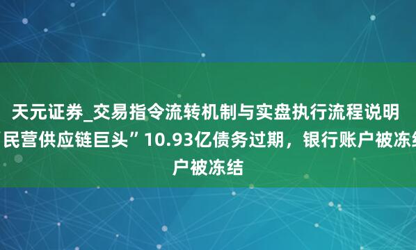 天元证券_交易指令流转机制与实盘执行流程说明 “民营供应链巨头”10.93亿债务过期，银行账户被冻结