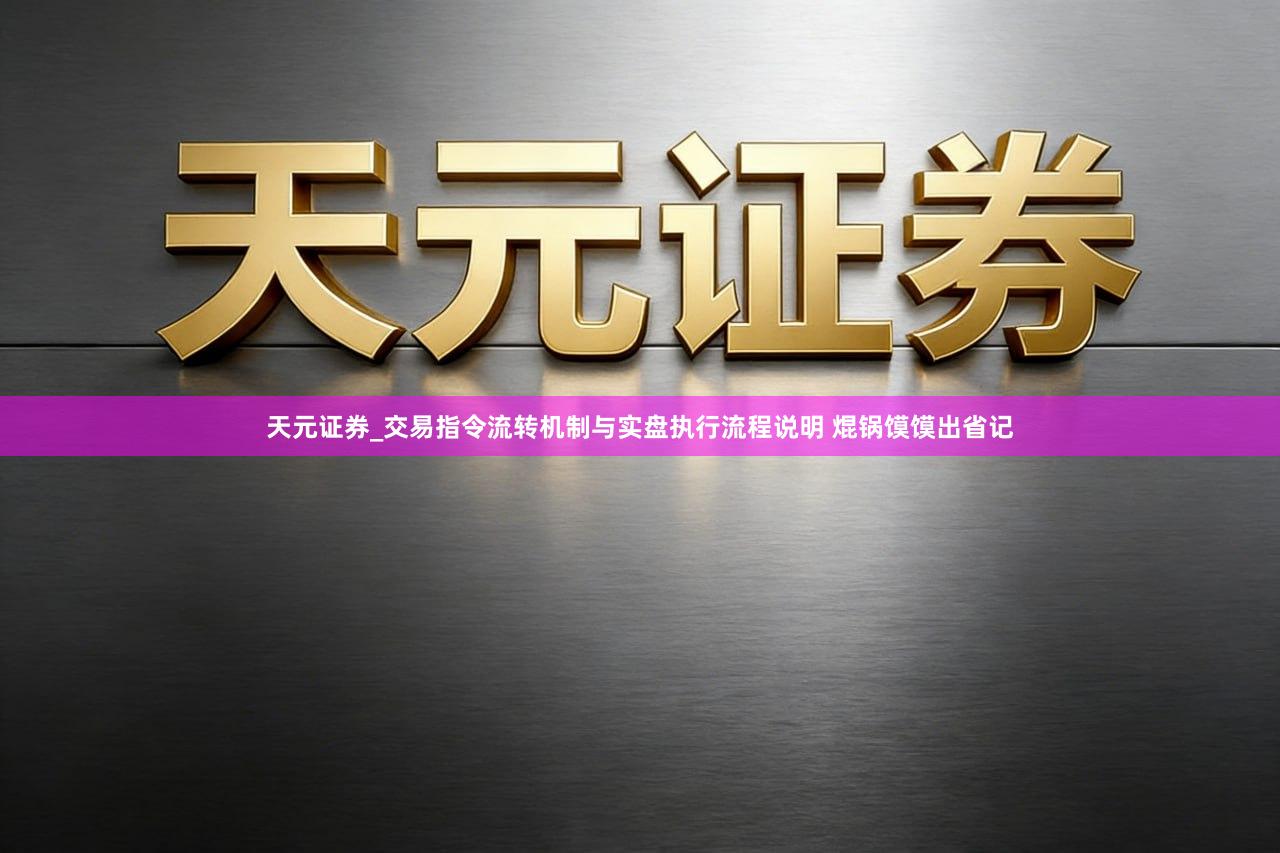 天元证券_交易指令流转机制与实盘执行流程说明 焜锅馍馍出省记