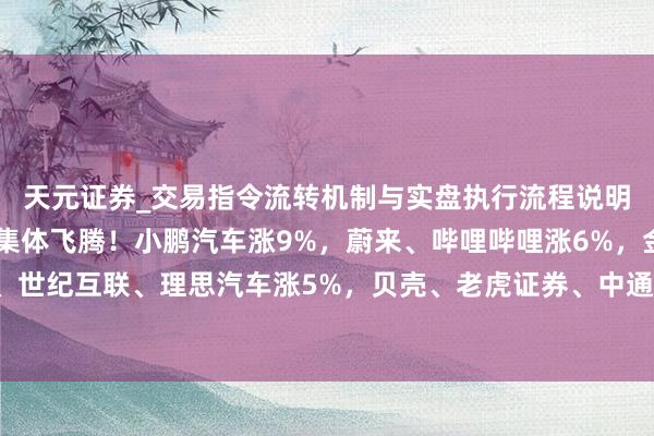 天元证券_交易指令流转机制与实盘执行流程说明 好意思股中概股盘前集体飞腾！小鹏汽车涨9%，蔚来、哔哩哔哩涨6%，金山云、世纪互联、理思汽车涨5%，贝壳、老虎证券、中通快递涨超4%，阿里、禾赛涨超3%