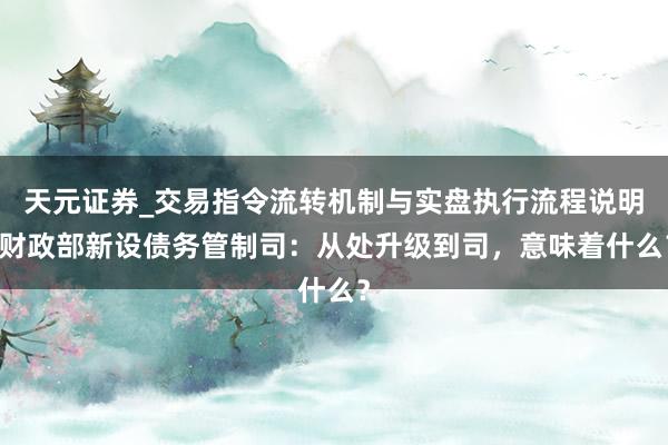 天元证券_交易指令流转机制与实盘执行流程说明 财政部新设债务管制司：从处升级到司，意味着什么？