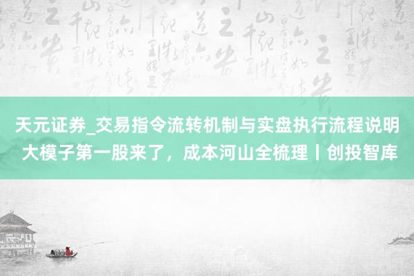天元证券_交易指令流转机制与实盘执行流程说明 大模子第一股来了，成本河山全梳理丨创投智库