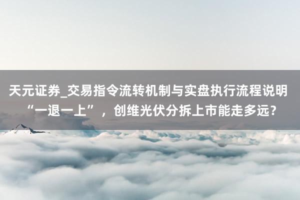 天元证券_交易指令流转机制与实盘执行流程说明 “一退一上” ，创维光伏分拆上市能走多远？