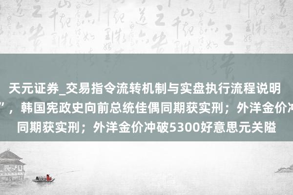 天元证券_交易指令流转机制与实盘执行流程说明 尹锡悦金建希创“初次”，韩国宪政史向前总统佳偶同期获实刑；外洋金价冲破5300好意思元关隘