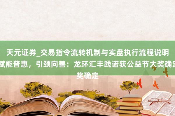 天元证券_交易指令流转机制与实盘执行流程说明 赋能普惠，引颈向善：龙环汇丰践诺获公益节大奖确定